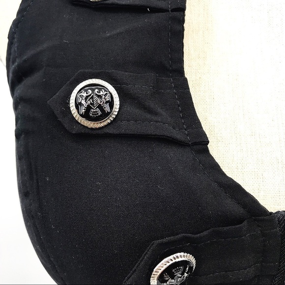 Halter with military button detailing zip front Size Small Black - Picture 2 of 8